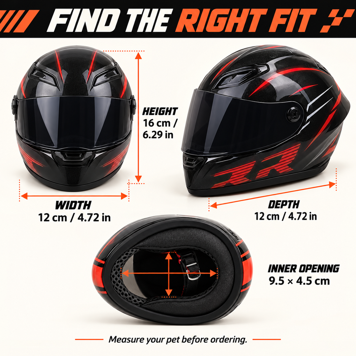 Pet Motorcycle Helmet with Flip-Up Visor